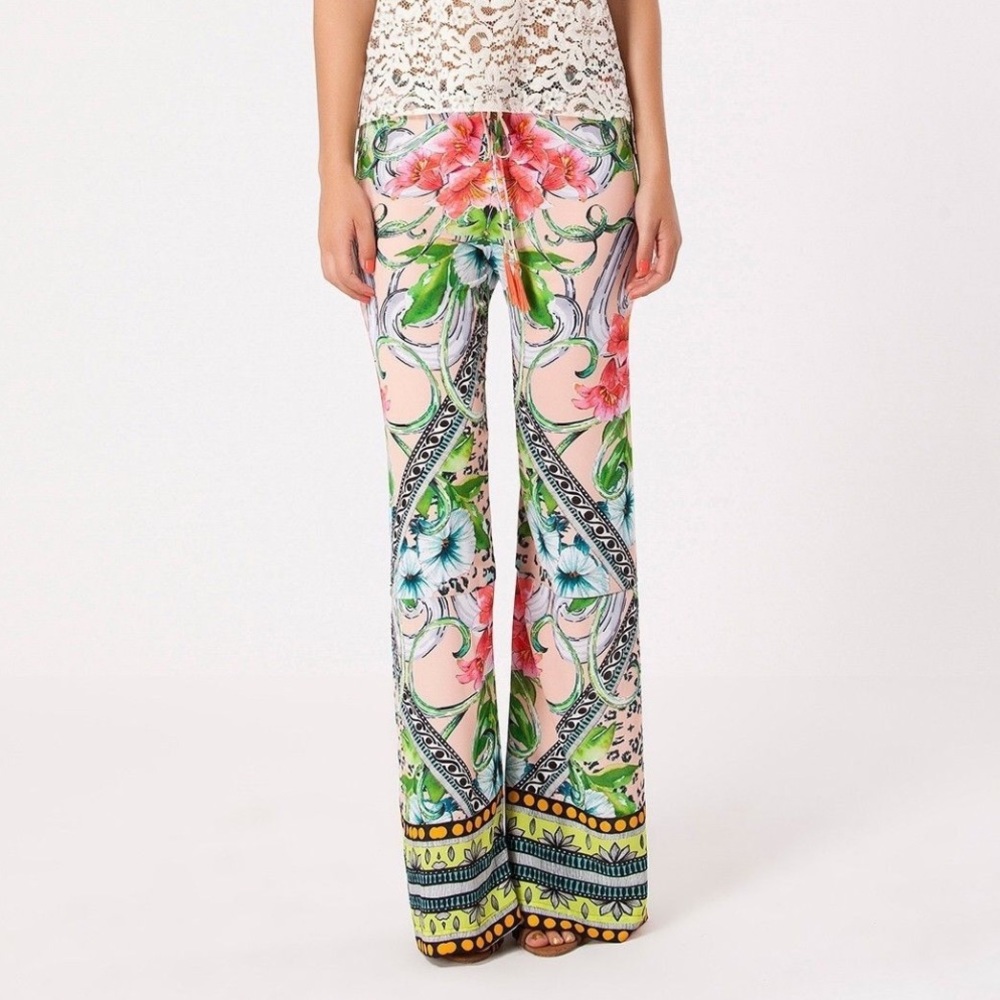 Hale Bob Pink Floral Wide Leg Pants